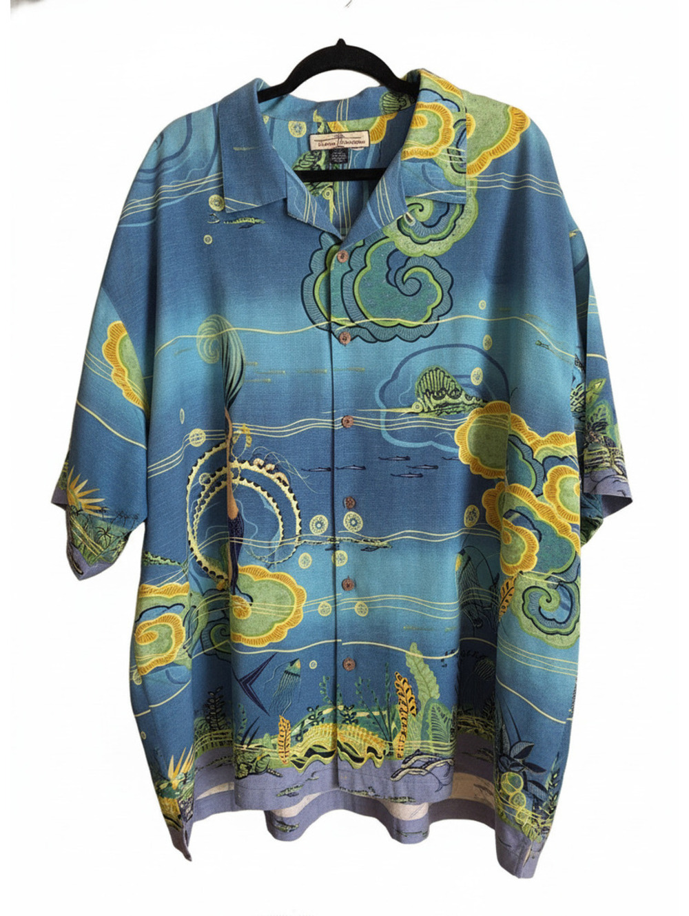 Tommy Bahama XXL 100% Blue Silk Hawaiian Shirt in excellent condition